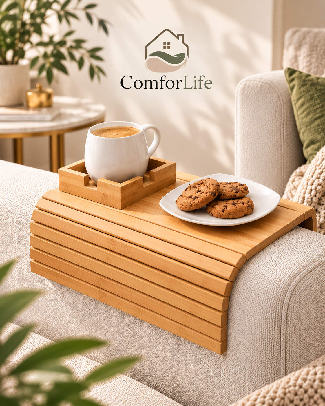 ComforLife Koltuk Üstü Bambu Tepsi