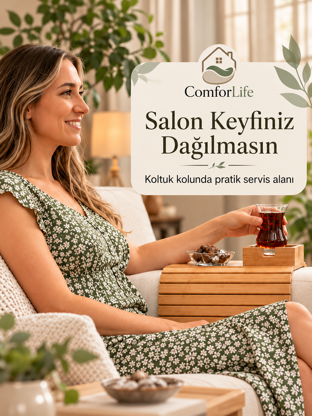 ComforLife Koltuk Üstü Bambu Tepsi